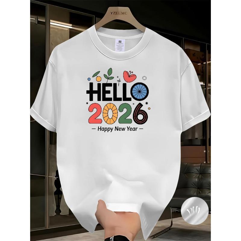

European sizes Comfortable Sports T-Shirt for Both Men And Women, Creative Graffiti Print for The New Year, Stylish Design, Casual Men S Sports Tee 4XL білий