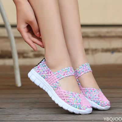 Plus Size Women Flat Shoes 2024 Fashion Elastic Band Weave Shoes Women Comfort Flat Shoes Women Casual Loafers Zapatos De Mujer