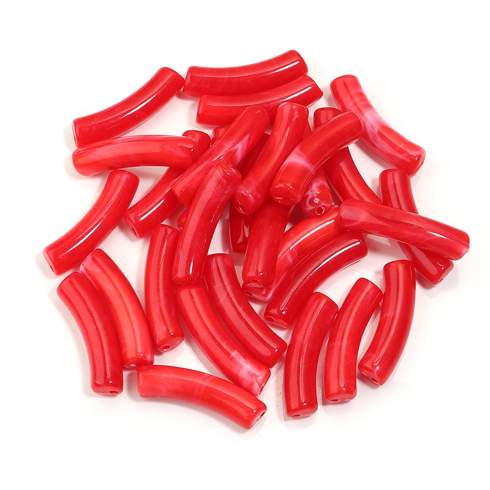30 pezzi/lotto Perline Tubolari Curve in Acrilico Bicolore Forma Sottile di Bambù Perline Distanziatrici Sfuse Per Braccialetti Collane Fai da te Accessori per Gioielli