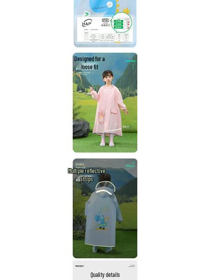 Children's Raincoat for Kindergarten & Primary School Students - Space 2025 Design with Backpack Compatibility