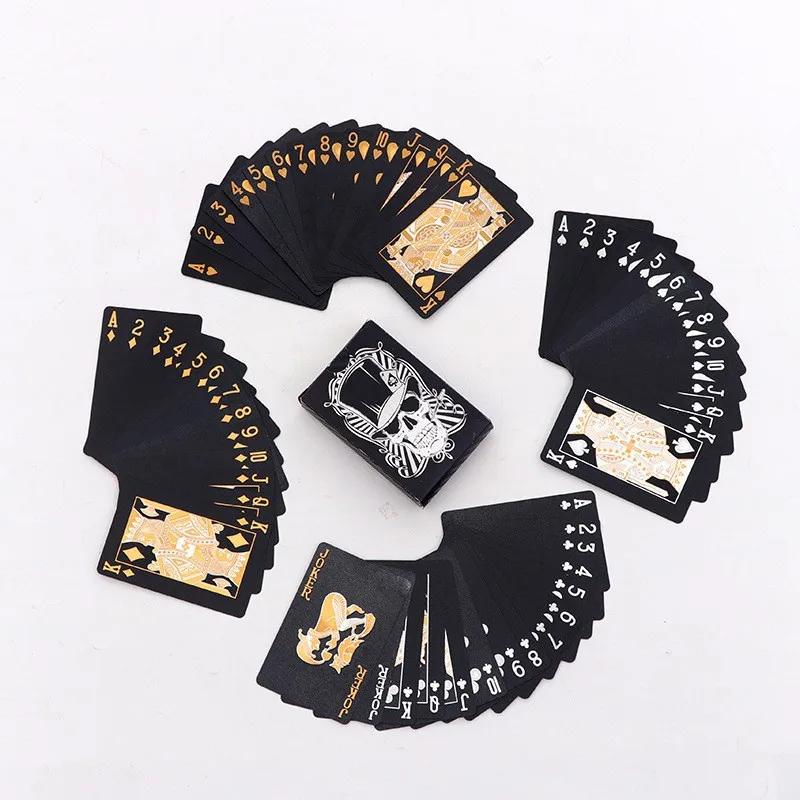 Schwarz Golden Silber Schädel Spielkarte Spielkarte Gruppe Wasserdicht Poker Farbe Magie Dmagic Paket Brettspiel Geschenk Sammlung
