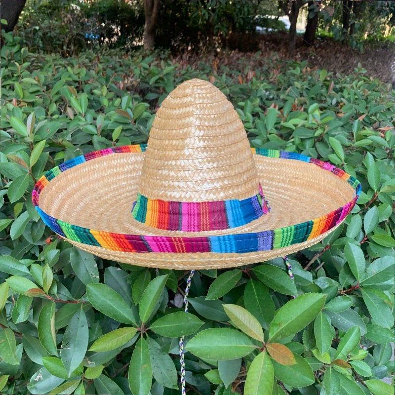 1pc Woven Straw Hat, Mexican Straw Hat, Pointed Hat, Straw Hat, Sun Hat, Party Handmade Hat, Ball Photography Hat