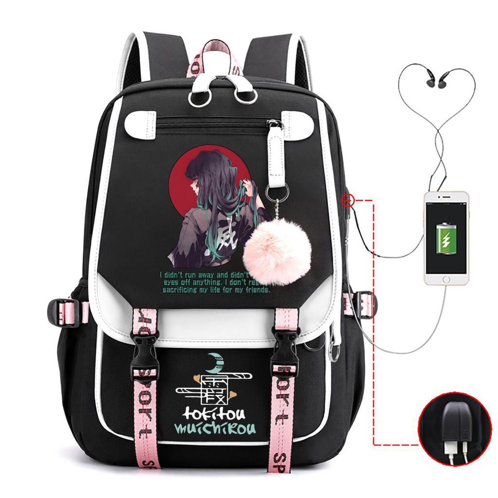 Ghost extermination surrounding animation schoolbag large capacity with usb academy wind junior high school student casual backpack