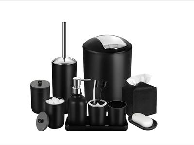 Bathroom Accessories Set 9 Piece Black Bathroom Decor with Toothbrush Holder Toothbrush Cup Soap