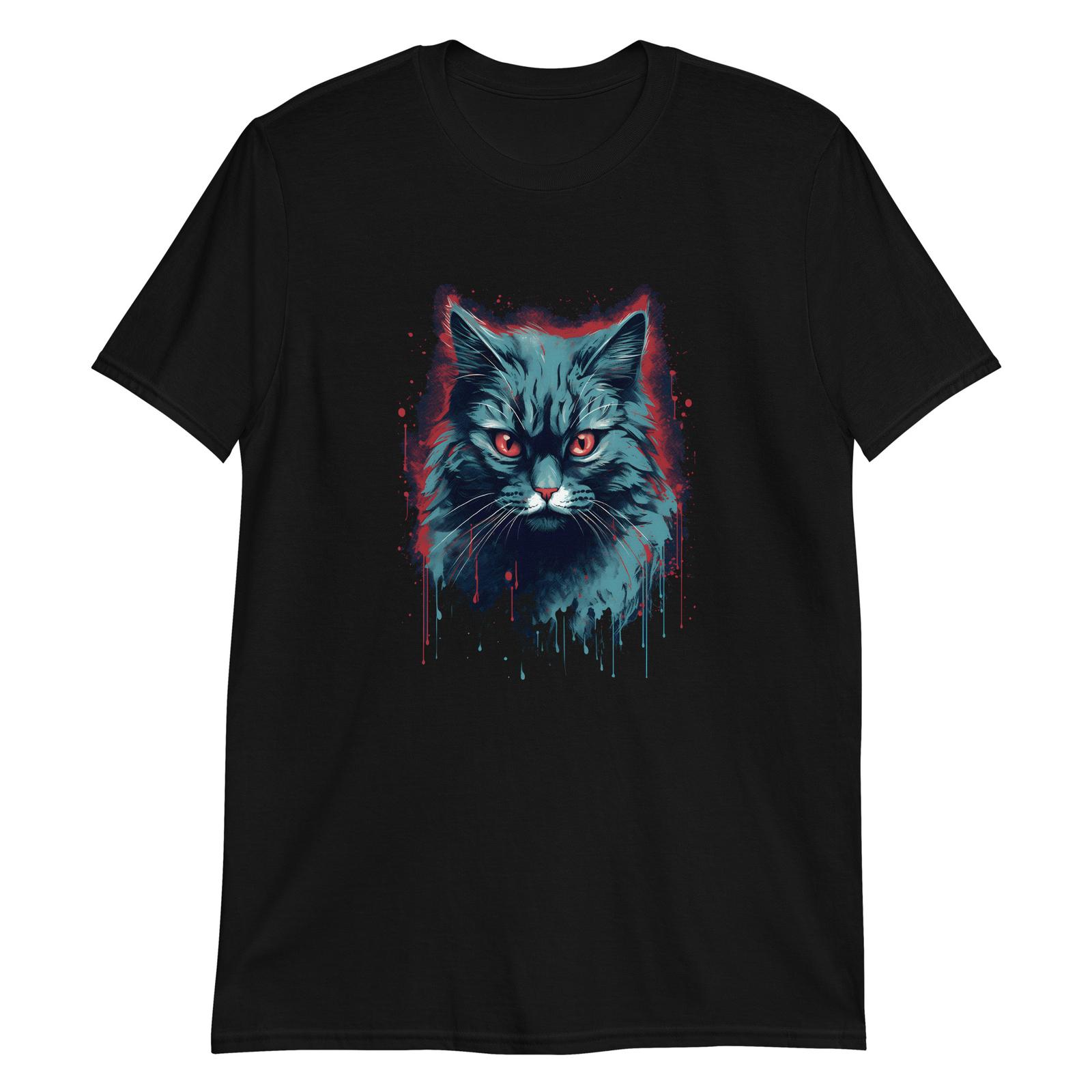 Mystic Stare: Black Cat with Red Eyes T-Shirt Mens Womens Tees Top L