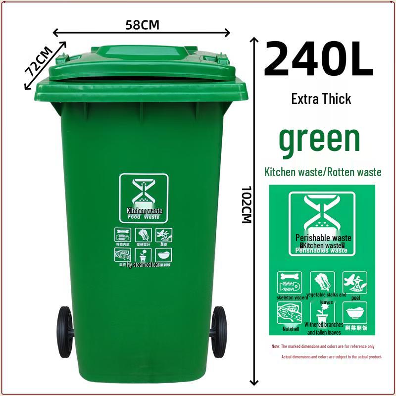 USAN HOME Outdoor 240L Waste Bin with Wheels