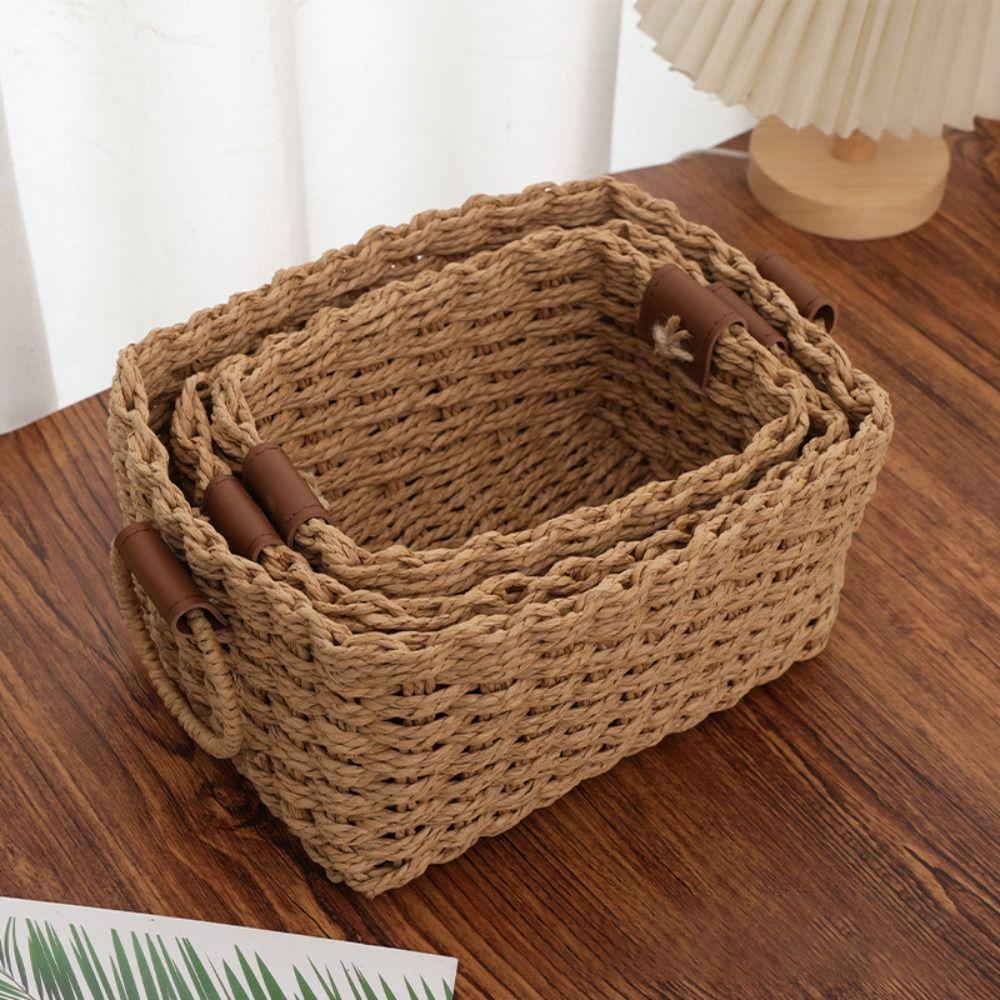 Woven Cosmetics Storage Basket Decorative Handmade Snacks Storage Containers Simple Multi-functional Storage Bins