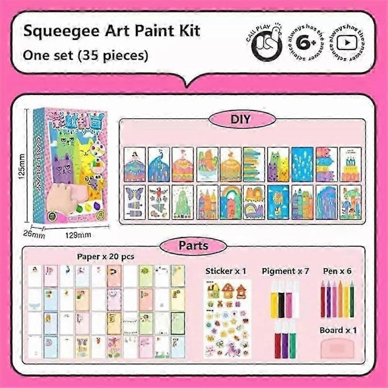 Squeegee Art Kids Paint Kit, DIY Christmas Rainbow Scratch Painting Dot Painting - DSW