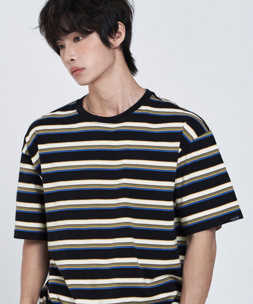 LEMAIN SECOND Fine Stripe Oversized Short Sleeve T-Shirt [Ivory]