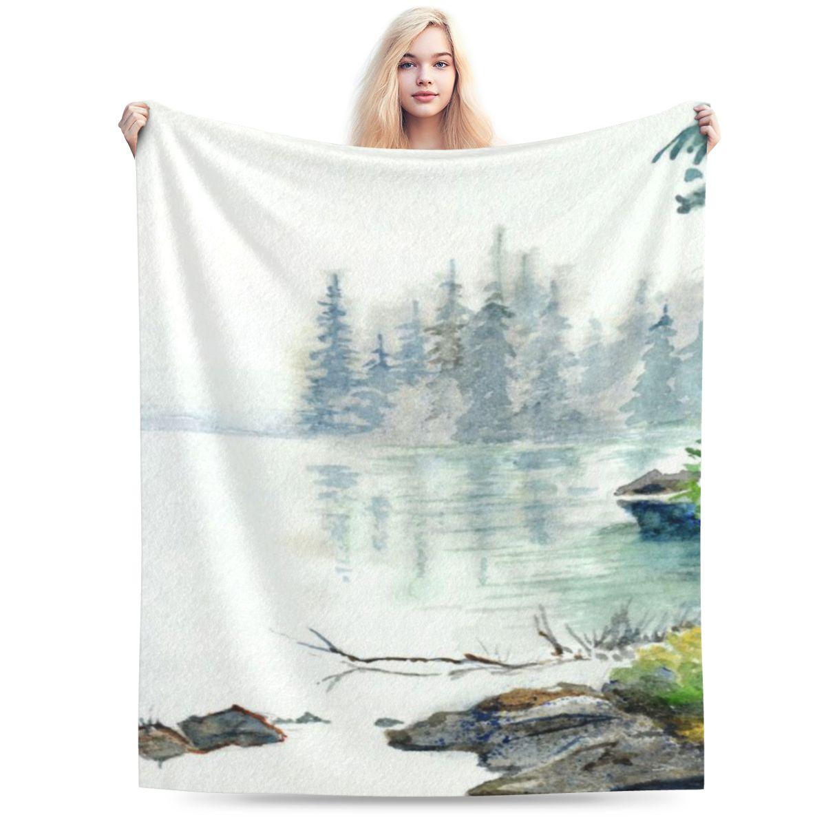 Misty Morning On A Forest Lake Personalized Soft Decorate Home An UltraSoft Micro Fleece Blanket 75x100cm 30x40in