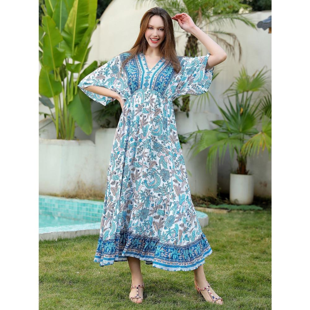 Printed Dress Loose A Pendulum Dress Beach Blouse Holiday Dress