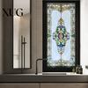 Waterproof Window Decal Privacy Film Vintage Stained Glass Style Static Cling Reusable Decorative Sticker for Cabinet Bathroom Kitchen Door