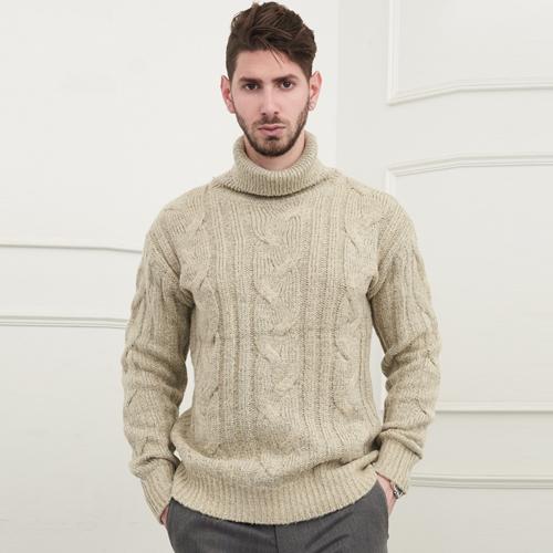 Seuteulaikeu Cable Pullover Turtleneck (Beige)