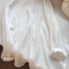 Super Fairy White Long-Sleeved Cotton-Linen Sun Protection Shirt Jacket