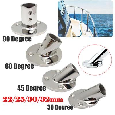 Round Tube Base Hand Rail Railing Pipe 90/60/45/30 Degree Marine 316 Stainless Steel 22/25mm Fitting Rowing Boat Yacht Accessory