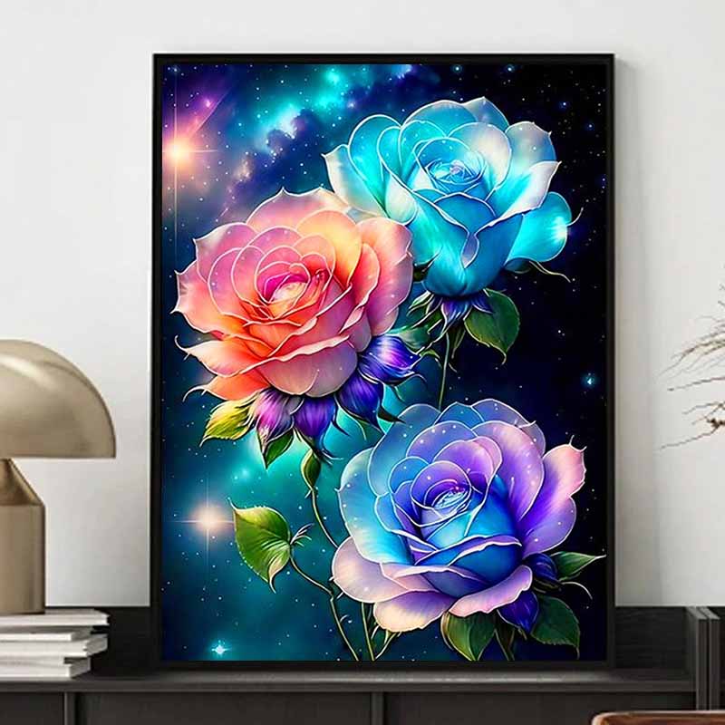 Colorful Fantasy Flower Diamond Painting Set, 5D Gemstone Full Crystal Decorative Painting, DIY Cross Stitch Decorative Home Wall Mural