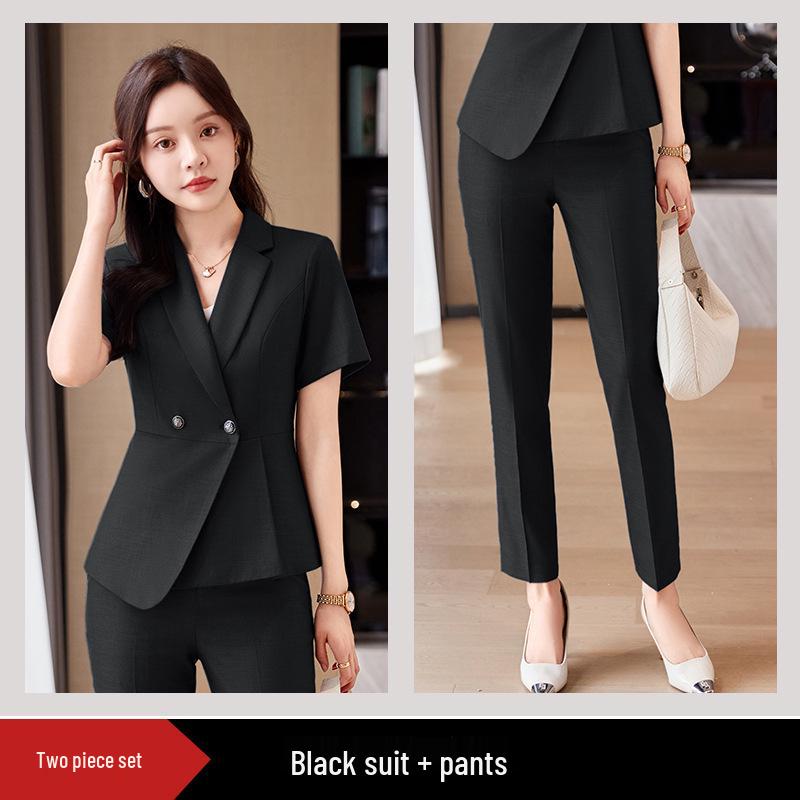 Premium Women's Formal Summer Suit Set: Beautician & Hotel Workwear Skirt