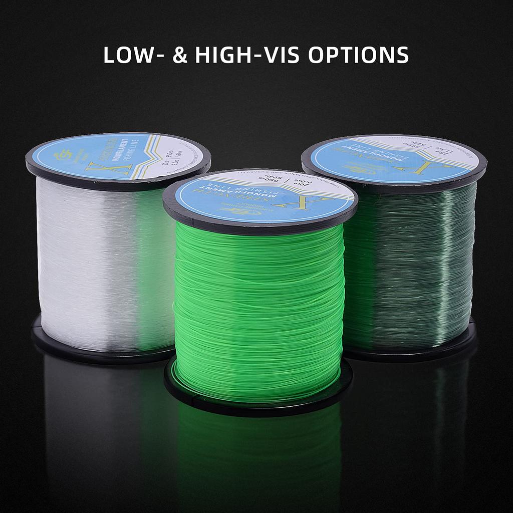 SF Monofilament Fishing Line Strong Mono Nylon Line Leader Clear Fishing Line for Saltwater and Freshwater 25LB