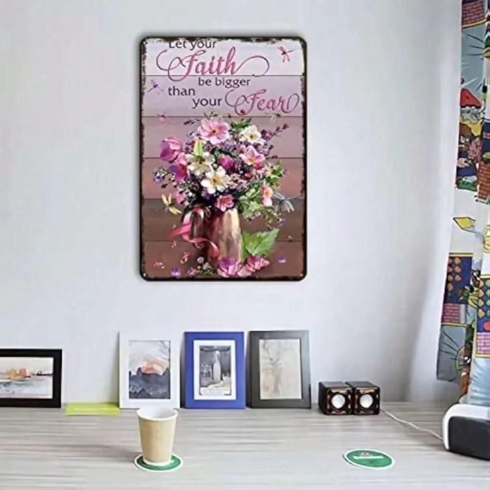 Vintage Floral Metal Wall Art Motivational Sign Home Decor