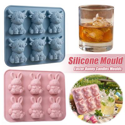 Silicone Easter Casting Moulds Soft Elasticity Silicone Easter Plaster Mould 6 Cavities for Handmade Wax Soap Craft Home Decor
