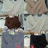 Koreanischer schicker Vintage-Strickpullover mit V-Ausschnitt und Fledermausärmeln für Damen
