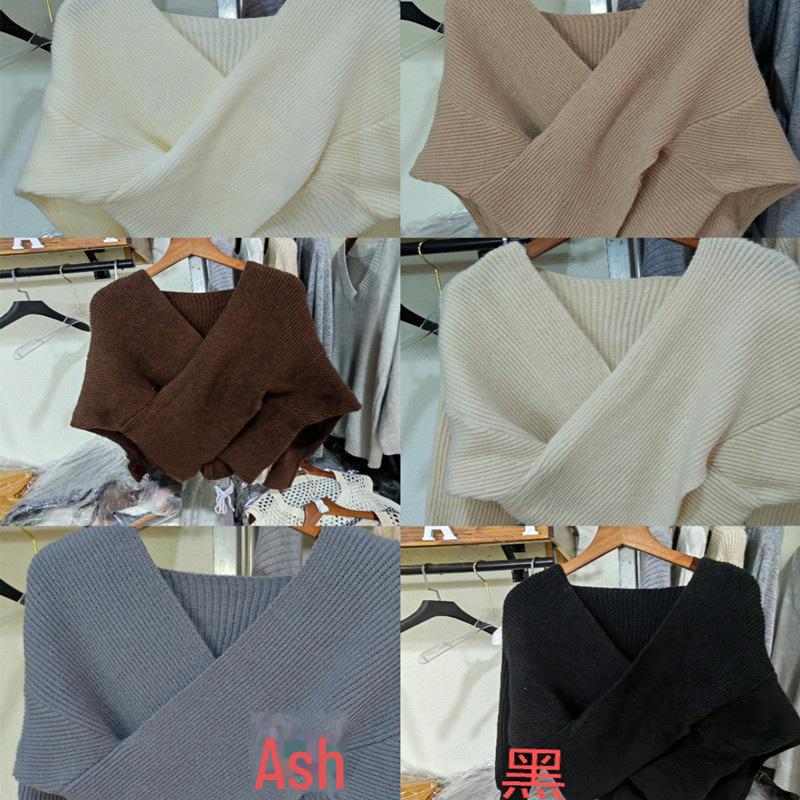 Koreanischer schicker Vintage-Strickpullover mit V-Ausschnitt und Fledermausärmeln für Damen
