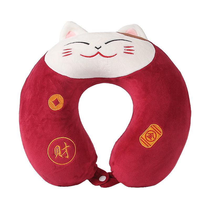 Cartoon U-Shaped Pillow Memory Foam Pillow Core Neck-Protecting Pillow for Airplane Car Travel Portable Office U-Shaped Pillow