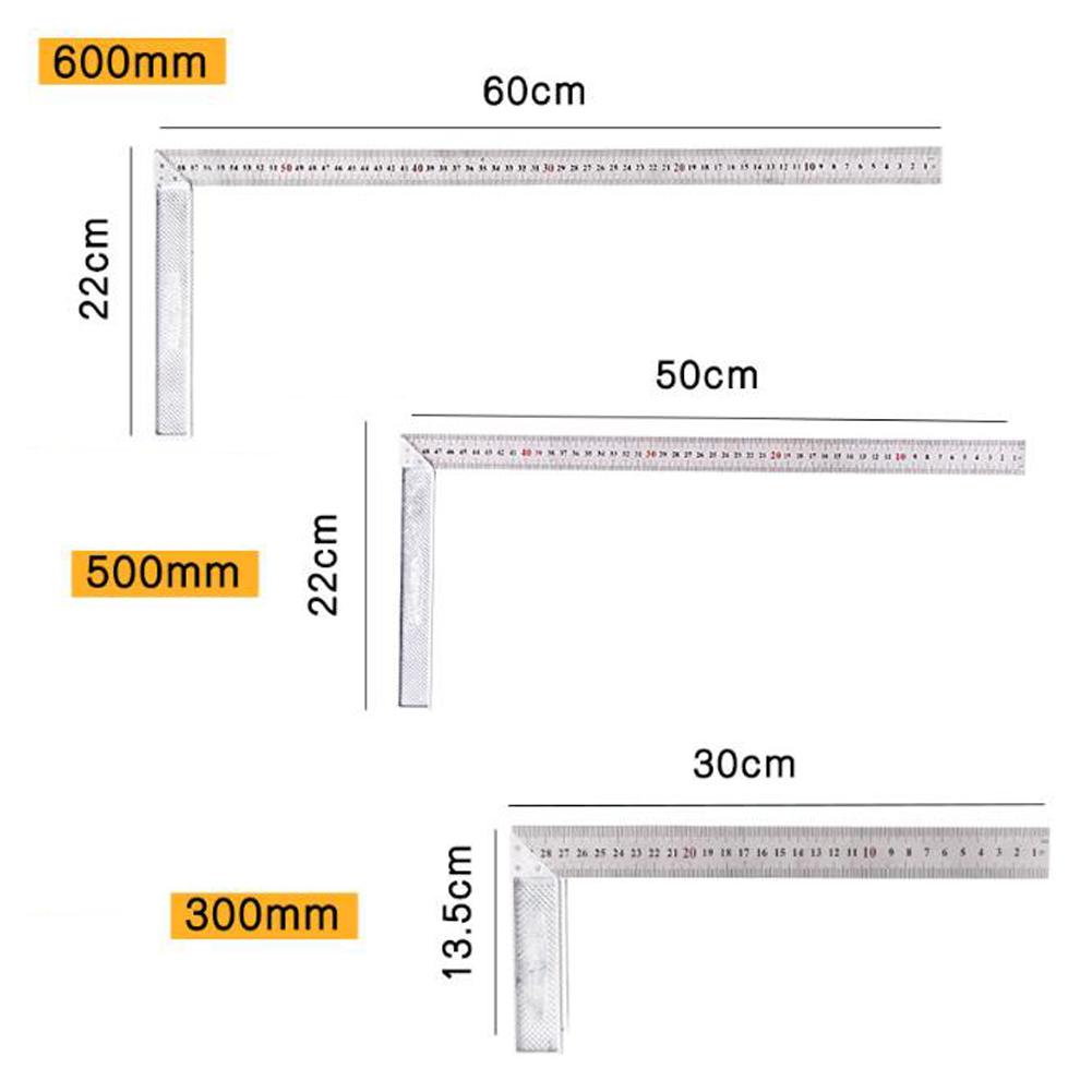 3PCS L Shape Angle Square Ruler Stainless Steel 30 50 60cm for Woodworking Carpentry and Construction Measuring