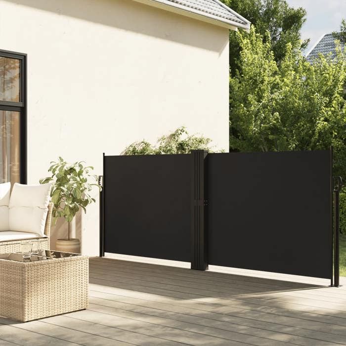 VidaXL Auvent latéral rétractable noir 120x1000 cm, écran d’intimité de jardin, brise-vue de balcon, écran d'extérieur, 4004699