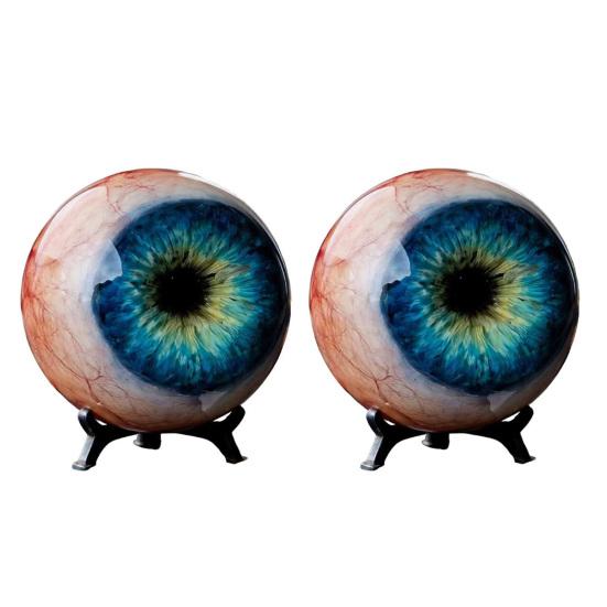 Realistic Eyeball Ornament Horror 3D Eye Sculpture Gothic Scary Eyeball Figurine for Haunted House Photo Booth Props Halloween Eve Party Supplies