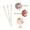double pointed cotton swabs 7cm/2.75in, used for makeup removal, ear cleaning, and precise application, cotton swabs double round head design