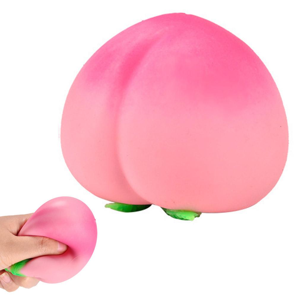 7cm Peach Stress Relief Toy Soft TPR Material Built-in Air Bubble for Crisp Sound Anti-Anxiety Squeeze Fidget Toy for Work Study