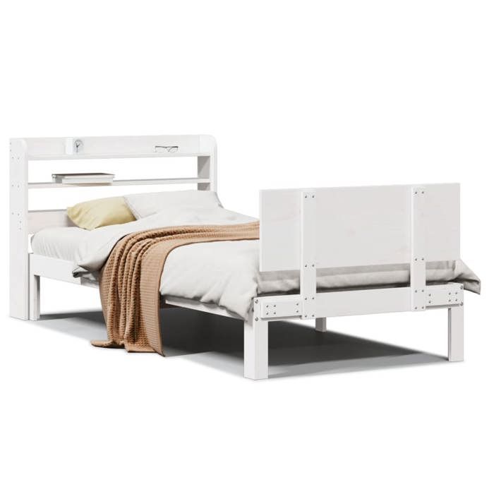 VidaXL Bed Frame with Headboard Without Mattress White 90x200 Cm 3306822