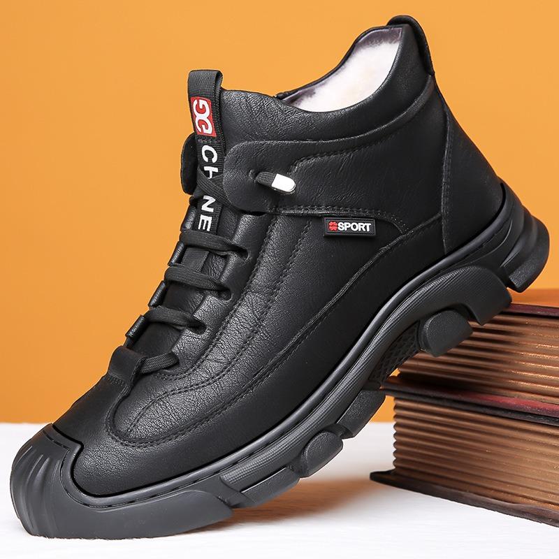 Cotton Shoes Men's Winter High-top Outdoor Mountaineering Waterproof and Non-slip Fur Integrated Snow Boots Men's Velvet Warm Cotton Shoes