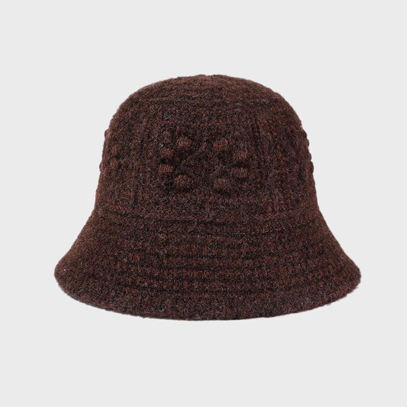 

Женская шляпа-рыбак Осень Зима Вязаная шляпа-ведро кофейный