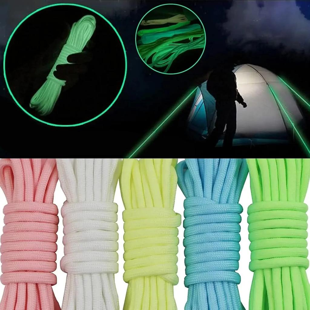 10M Luminous Rope 9 Strands 4mm Paracord Nylon 550 Tent Cord Outdoor Parachute Lanyard Camping Survival EDC Glow in The Dark