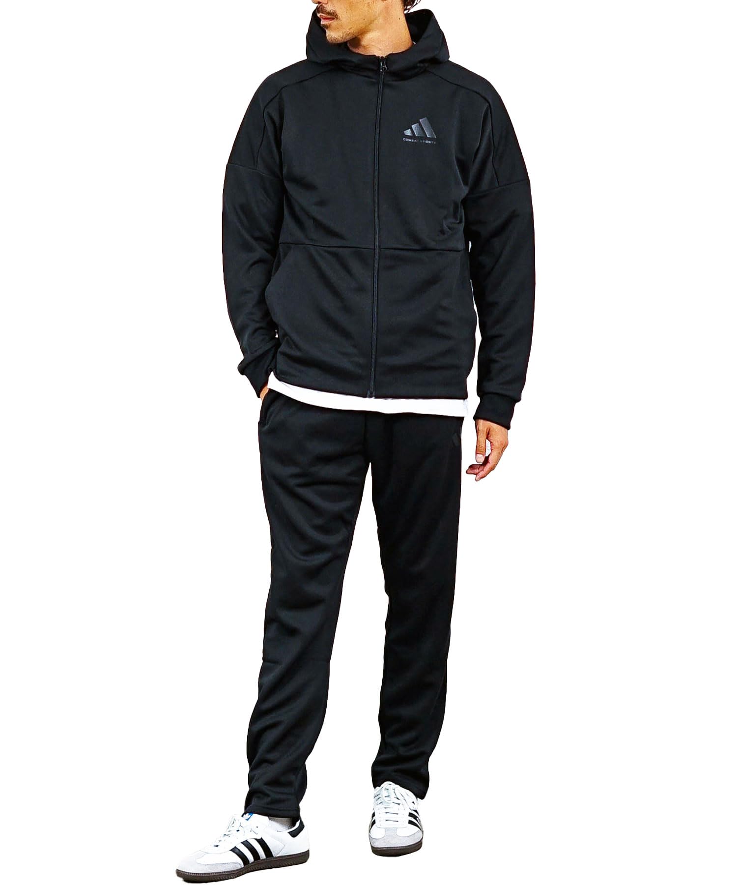 

Combat Genuine Jersey Tracksuit Set Top and Bottom Set Unisex [Adidas Sports] TR-74 Men s (L, Черный/Черный)