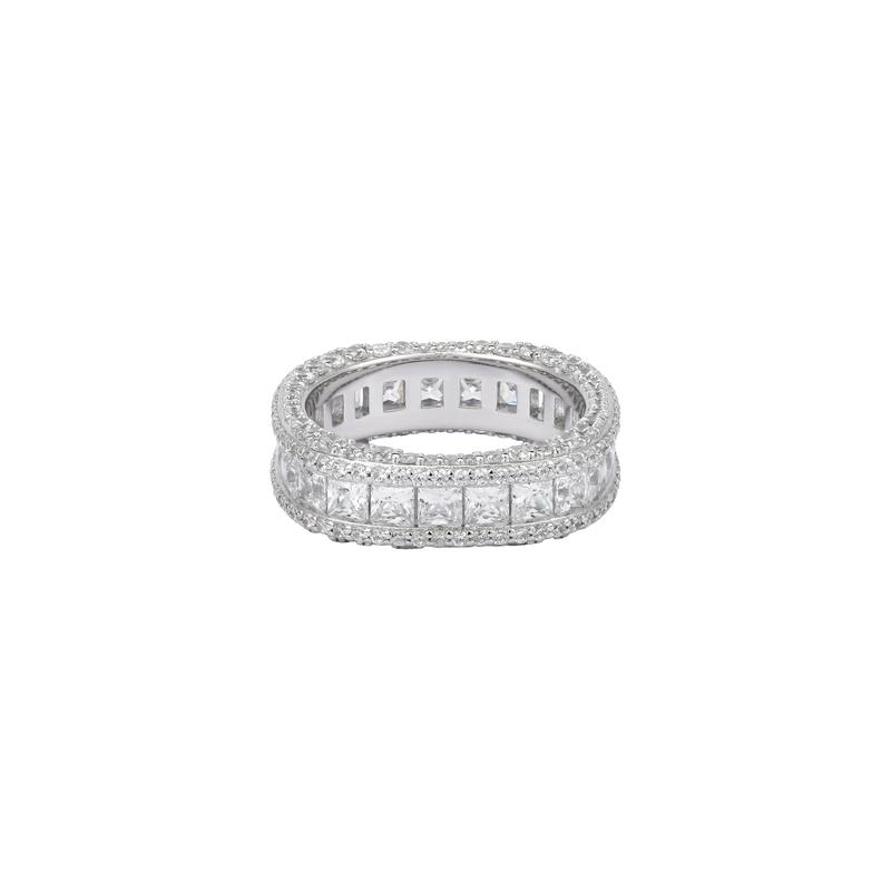 APM Monaco Pave design, synthetic cubic zirconia alloy ring, same style for men and women, couple model, silver white W22334OX