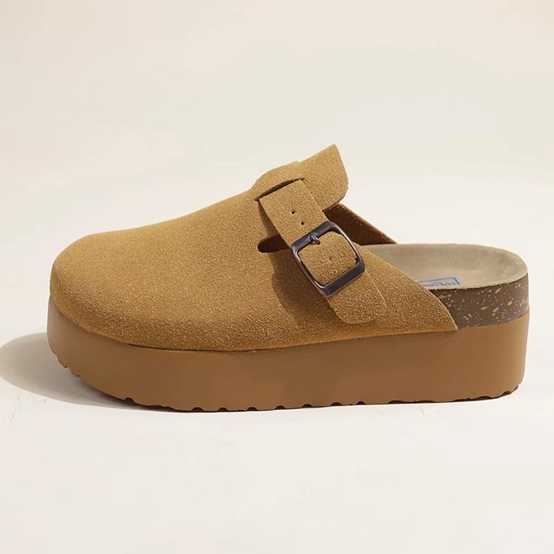 

Модные женские осенние туфли-шлепанцы на толстой подошве с закрытым носком и ремешком через подъем стопы универсальны 40