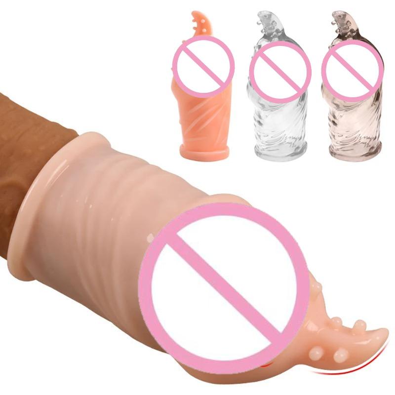 Reusable Silicone Penis Extender&Cock Ring –Delay Ejaculation, Glans Cover, Enlargement Sex Toy for Men Dick Sleeve&Penis Condom