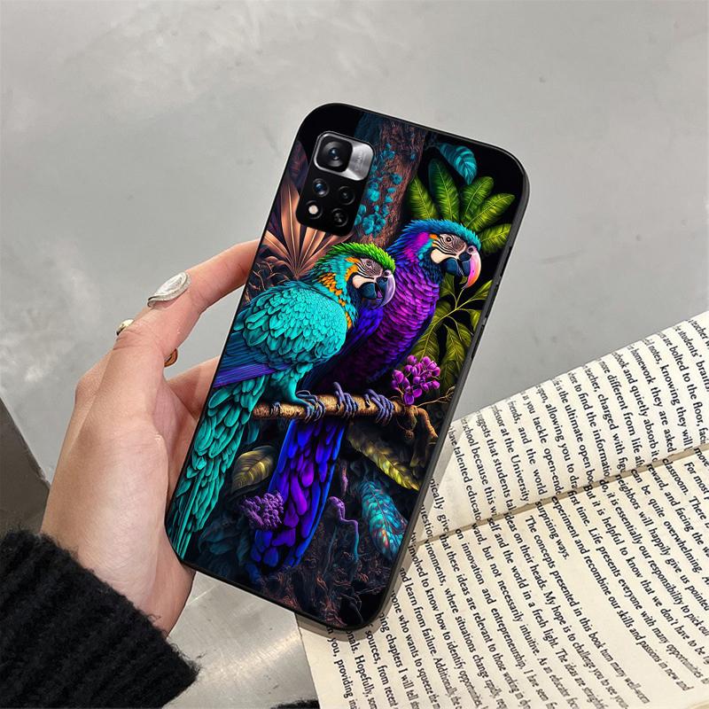 Pouzdro na telefon s papouškem ara pro Xiaomi Redmi note 13 12 Pro 11S 11 10 Pro 10S 12S Redmi 10 13C 9C