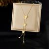 Gold Plated Y-Drop Lariat Necklace with Heart Charms CZ, Dainty Adjustable Snake Chain for Women, Romantic Daily Jewelry
