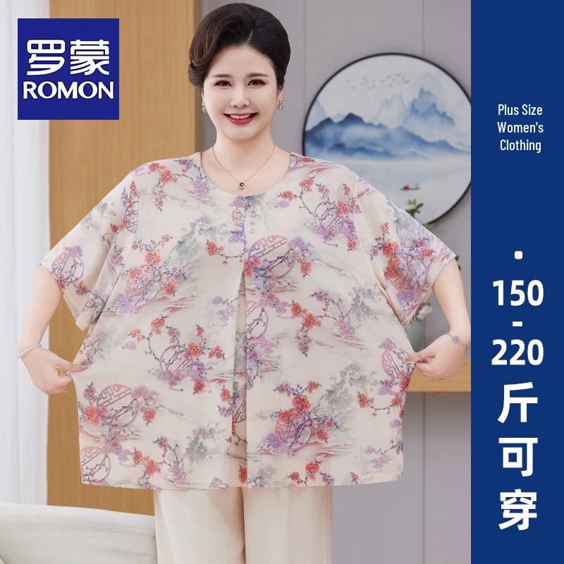 Romon Women s Plus Size Floral Short Sleeve T-Shirt Top 5XL