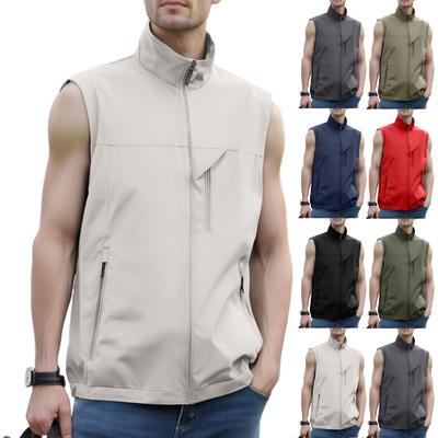 Chaleco de Golf Ligero Cortavientos para Hombre, Ropa Exterior con Bolsillos, Chaqueta Softshell sin Mangas para Correr, Senderismo, Deportes