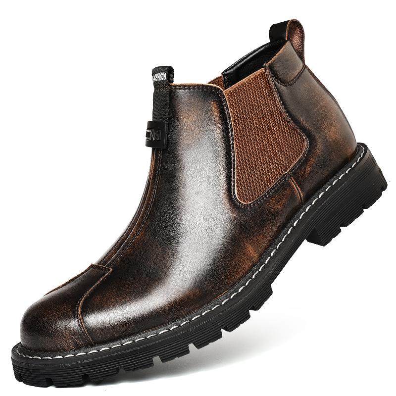 Men's Trendy Martin Boots: Versatile Retro Chelsea Leather Work Shoes in British Style