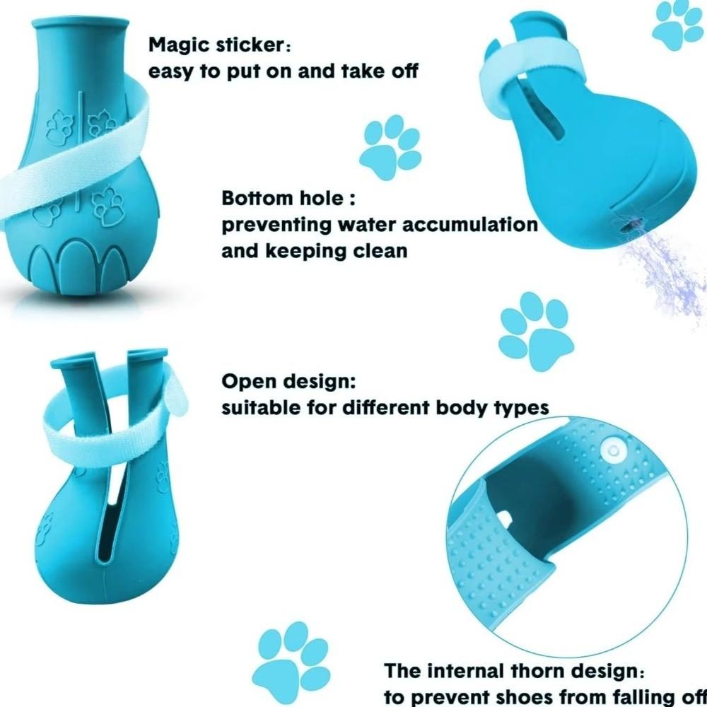 4PCS Gifts Anti Scratch Cat Foot Cover Adjustable Soft Pet Bath Cat Shoes Multifunctional Silicone Cat Claw Foot Cover
