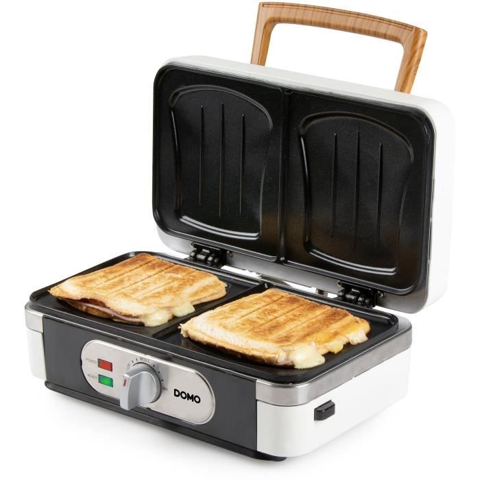 3-in-1-Gerät - DOMO - DO9277C - Sandwichmaker - Waffelmaker - Grill - 1100 W - Weiß