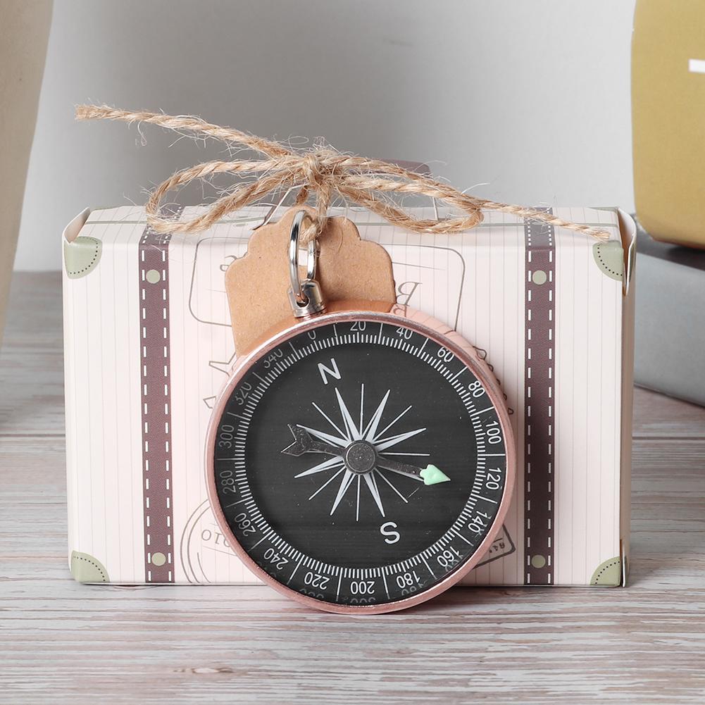 20Pcs Wedding Gift Box Candy Boxes with Compass and Kraft Tags for Travel Wedding Favors DecorationsRose Golden
