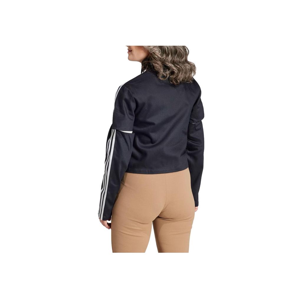 Adidas Originals Striped Print High Neck Full Zip Long Sleeve Jacket Women Jacket Black IM4326