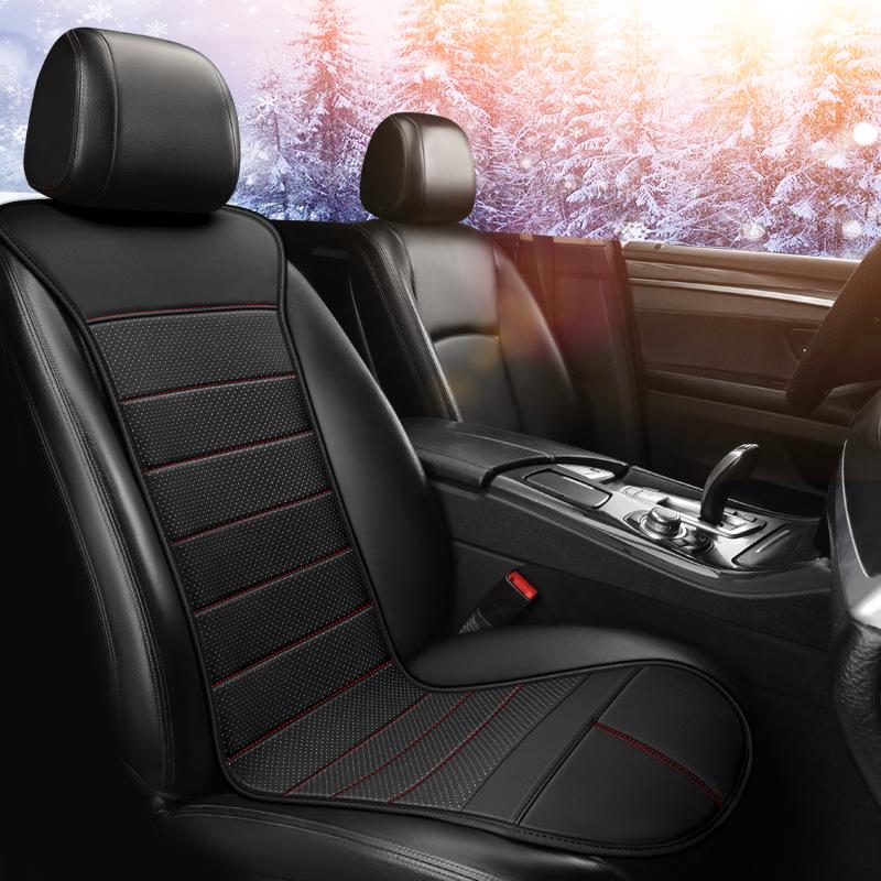 Universal PU Leather Heated Car Seat Cushion with Smart Switch for Winter (12V/24V)